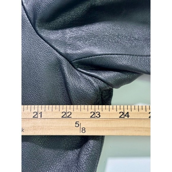 Y2K Genuine Leather Jacket Womens 1X Black 90s Minimalist Whimsy Sleek Classic - Picture 12 of 16